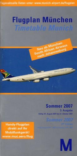 Flugplan münchen airport - münchen, 2007