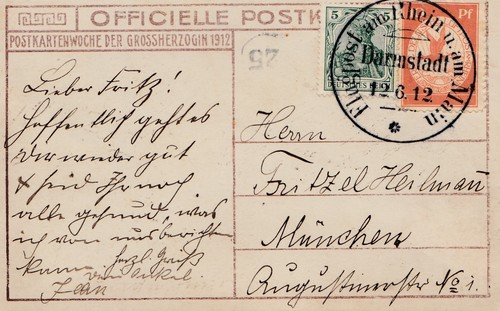 Flug post karte 1912 - flug-post-karte, darmstadt