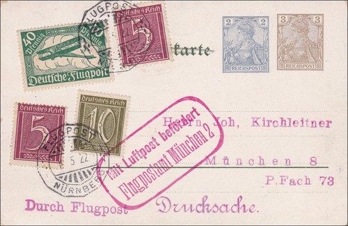 Ganzsache flugpost nürnberg - ganzsache,